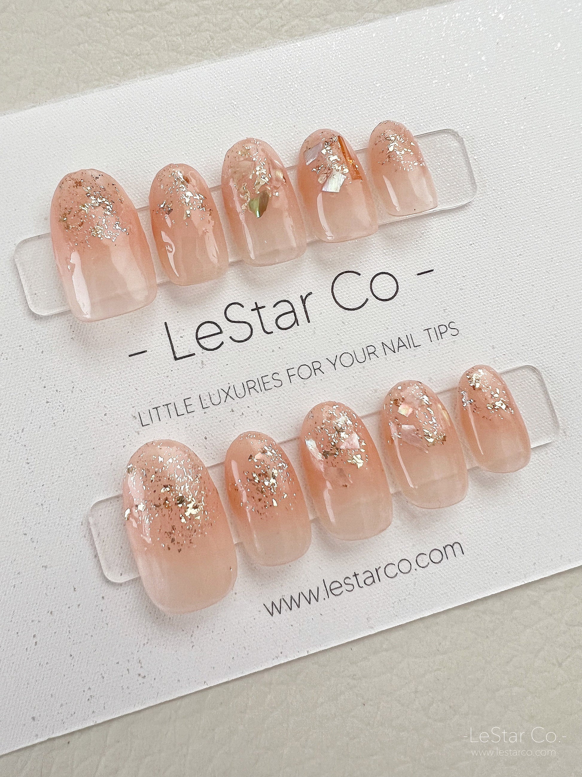 Reusable Nude Gold Nails Premium Short Press on Nails Gel Manicure | Fake Nails | Handmade | Lestarco faux nails XWZ113