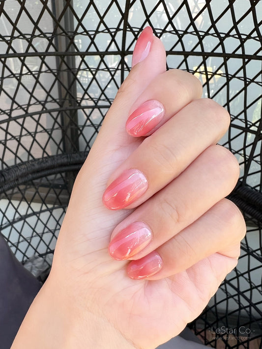 Reusable  Gradient Pink Premium Short Press on Nails Gel Manicure | Fake Nails | Handmade | Lestarco faux nails XWZ118