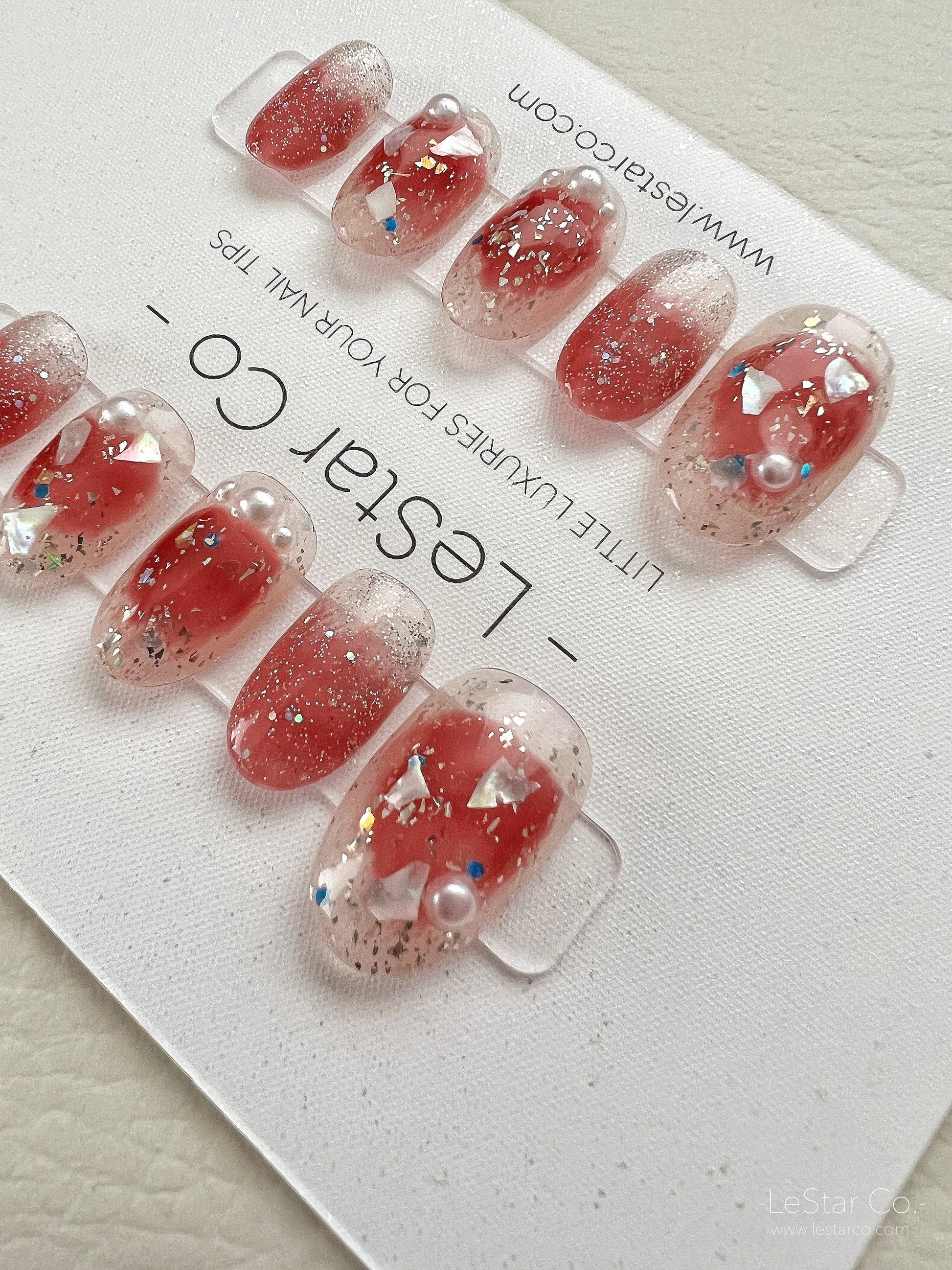 Reusable Watermelon Premium Short Press on Nails Gel Manicure | Fake Nails | Handmade | Lestarco faux nails XWZ121