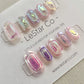 Reusable Iridescent Icy Premium Short Press on Nails Gel Manicure | Fake Nails | Handmade | Lestarco faux nails 132zz