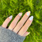 Reusable Soft Daisy Flower Iridescent Bow Premium Short Press on Nails Gel | Fake Nails | Hand painted faux nails XWZ135 Lestarco