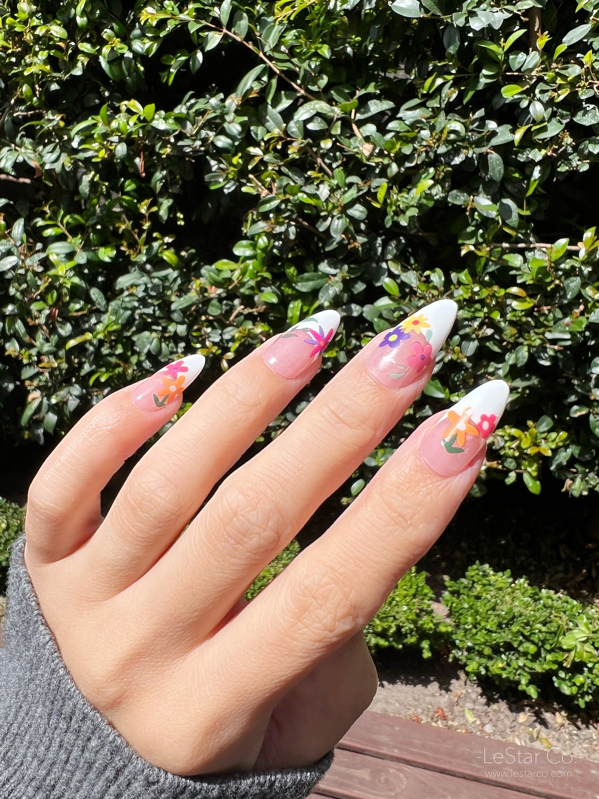 Reusable Four Seasons Flower | Premium Press on Nails Gel | Fake Nails | Cute Fun Colorful Colorful Gel Nail Artist faux nails 136zz