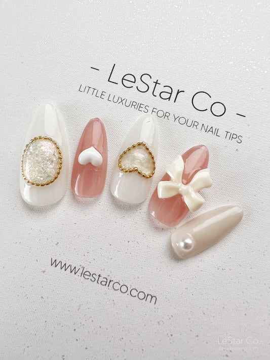 Reusable Love Opal | Premium Press on Nails Gel Manicure | Fake Nails | Handmade | Lestarco faux nails 150zz