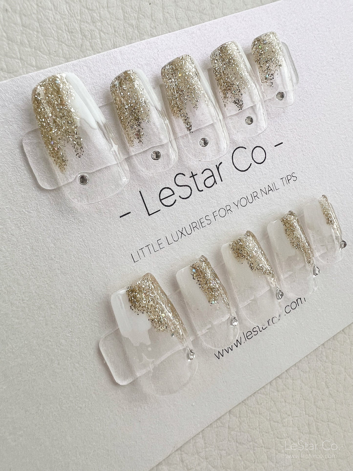 Reusable Gold Star | Premium Press on Nails Gel Manicure | Fake Nails | Handmade | Lestarco faux nails 129zz