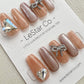 Reusable Crystal Heart Ribbon | Premium Press on Nails Gel Manicure | Fake Nails | Handmade | Lestarco faux nails 131zz