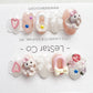 Reusable Easter Bunny Premium Short Press on Nails Gel | Fake Nails | Hand painted faux nails mj152 Lestarco