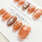 Reusable Orange Gold Nails Premium Press on Nails Gel Manicure | Fake Nails | Handmade | Lestarco faux nails XWZ112