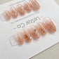 Reusable Nude Gold Nails Premium Short Press on Nails Gel Manicure | Fake Nails | Handmade | Lestarco faux nails XWZ113
