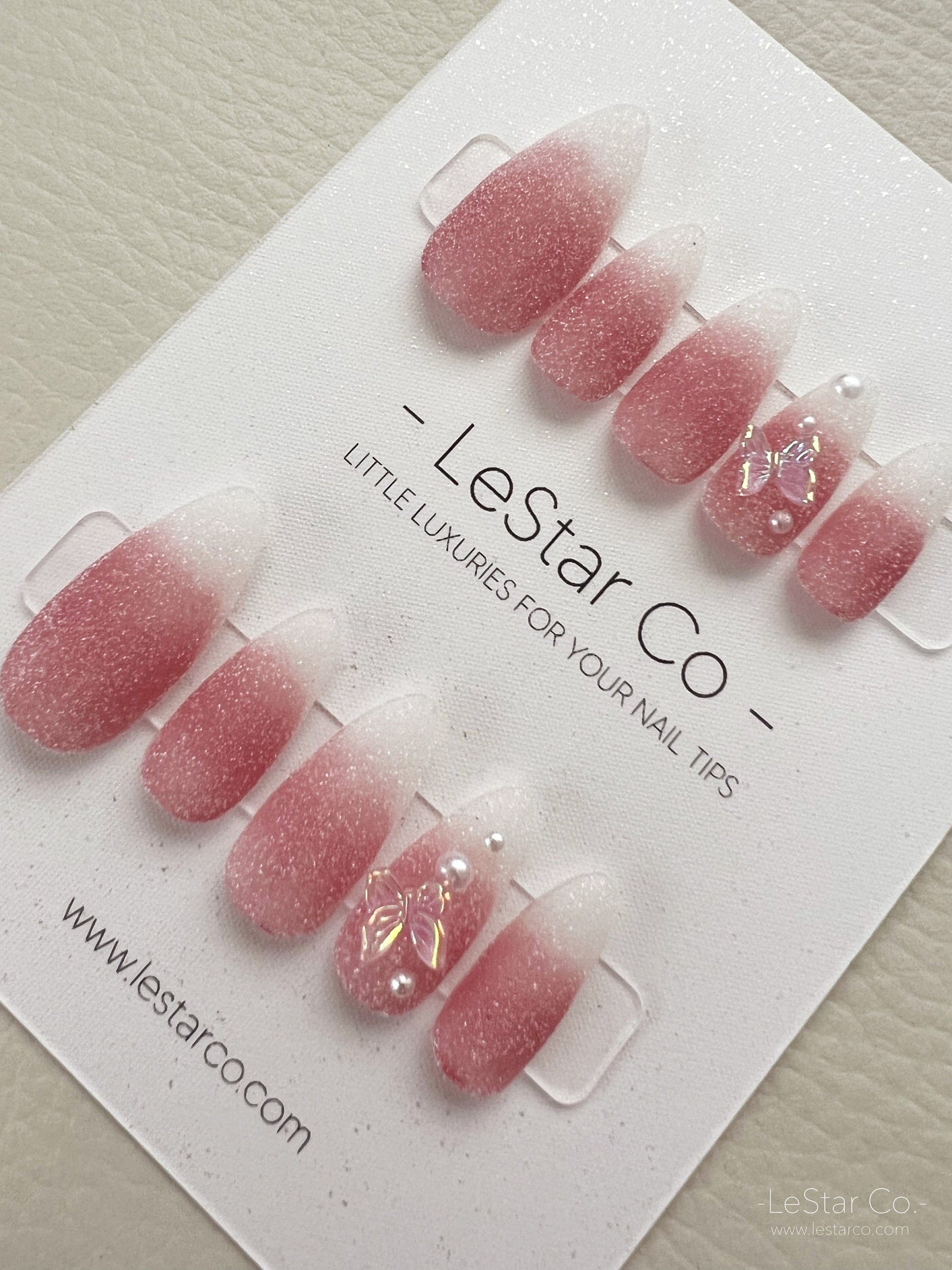 Reusable Pink Sugar Premium Short Press on Nails Gel Manicure | Fake Nails | Handmade | Lestarco faux nails XWZ119