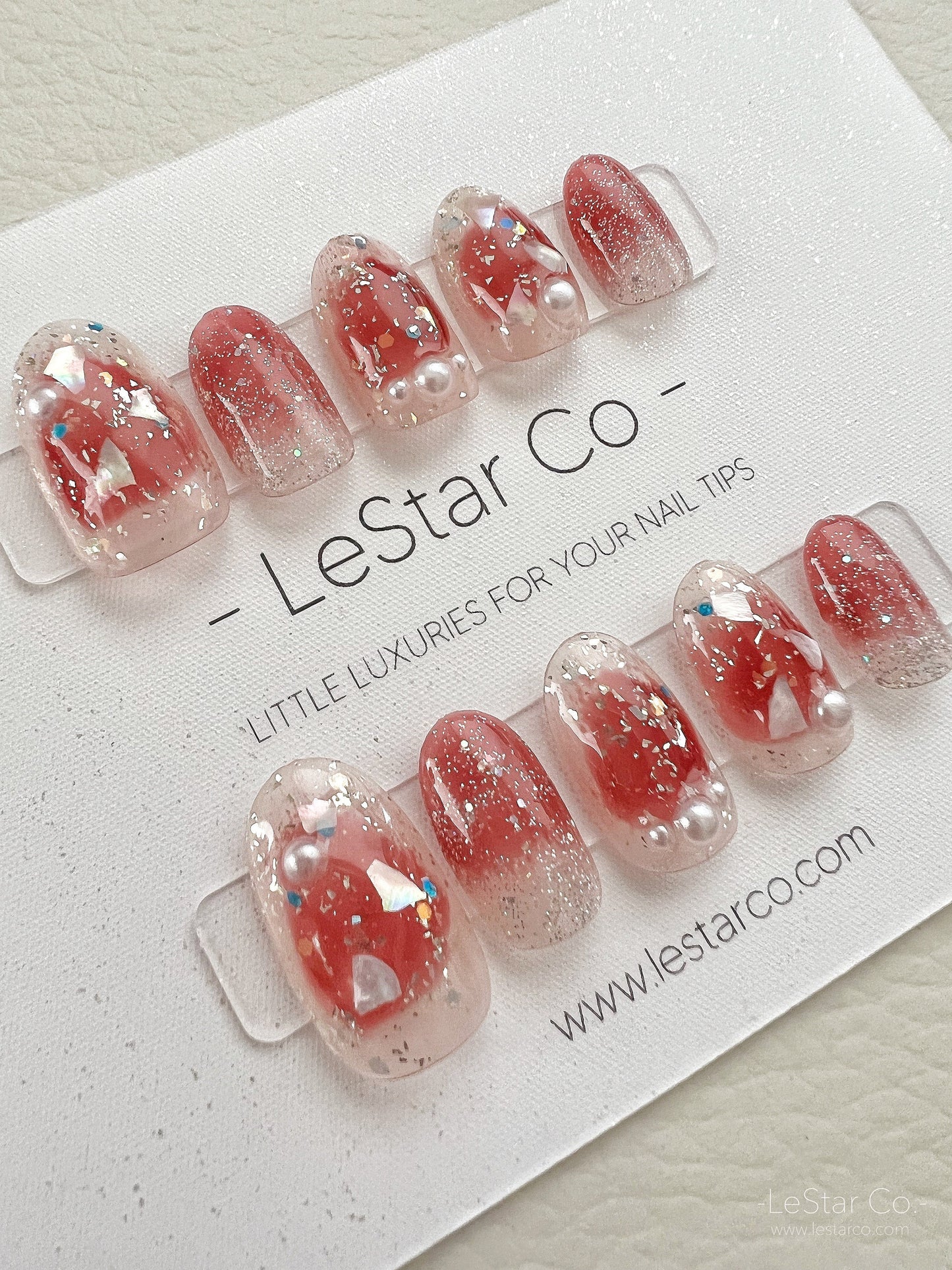 Reusable Watermelon Premium Short Press on Nails Gel Manicure | Fake Nails | Handmade | Lestarco faux nails XWZ121