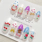 Reusable Bunny and Bear Nails Premium Short Press on Nails Gel Manicure | Fake Nails | Handmade | Lestarco faux nails MXJ161
