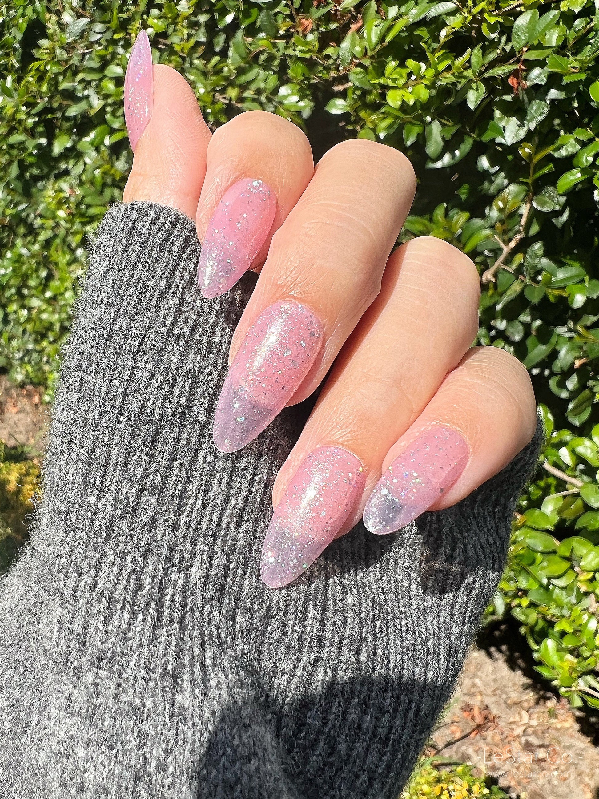 Reusable Summer Star Pink Glitter | Premium Press on Nails Gel Manicure |  Fake Nails | Handmade Gel Nail Artist faux nails 133zz