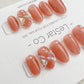 Reusable Four Orange with Bow | Premium Press on Nails Gel | Fake Nails | Cute Fun Colorful Colorful Gel Nail Artist faux nails xwz143