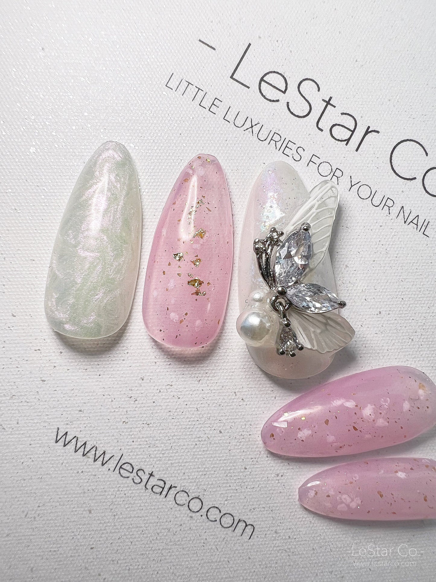 Reusable Crystal Butterfly | Premium Press on Nails Gel Manicure | Fake Nails | Handmade | Lestarco faux nails 144zz