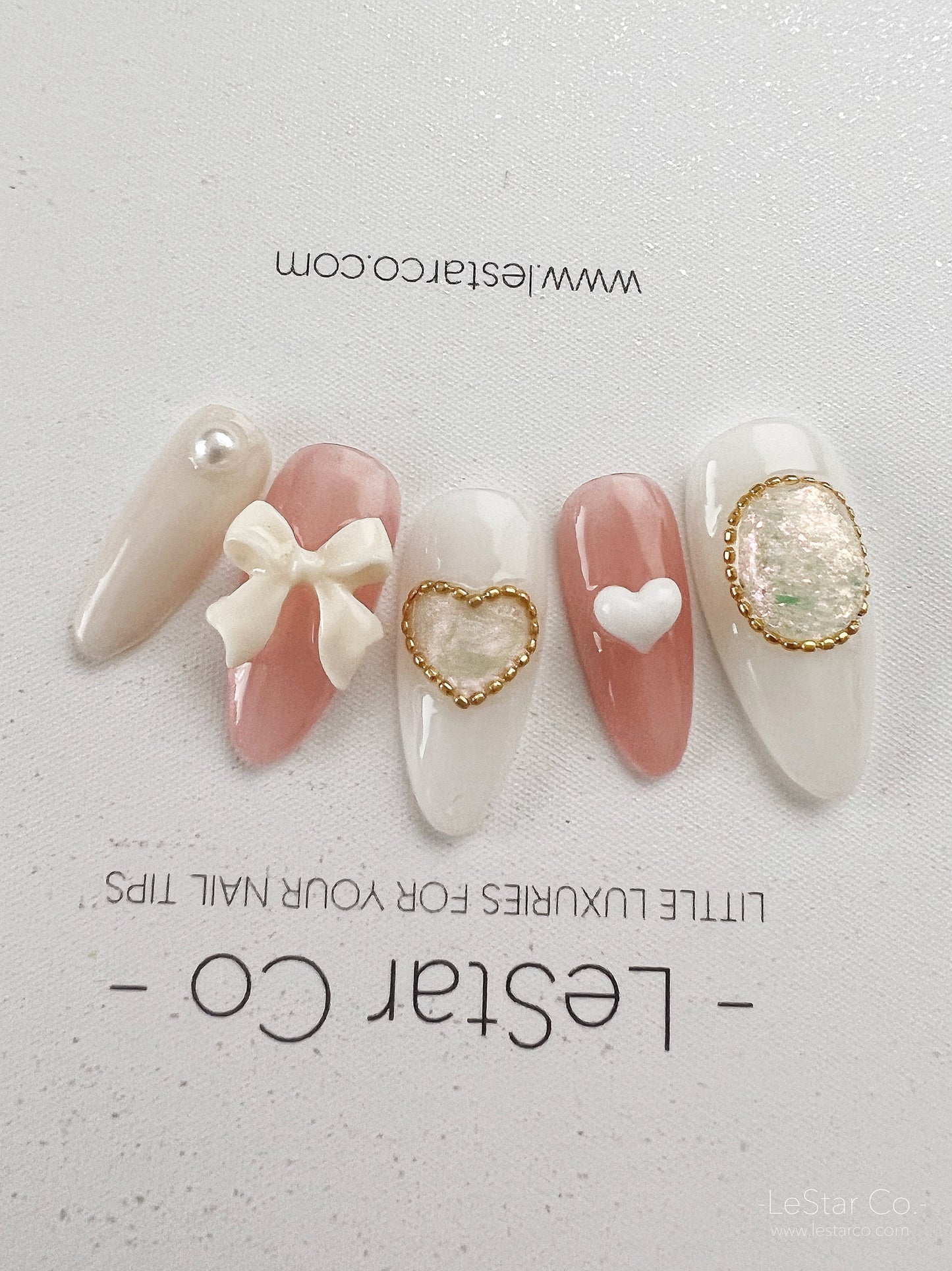 Reusable Love Opal | Premium Press on Nails Gel Manicure | Fake Nails | Handmade | Lestarco faux nails 150zz