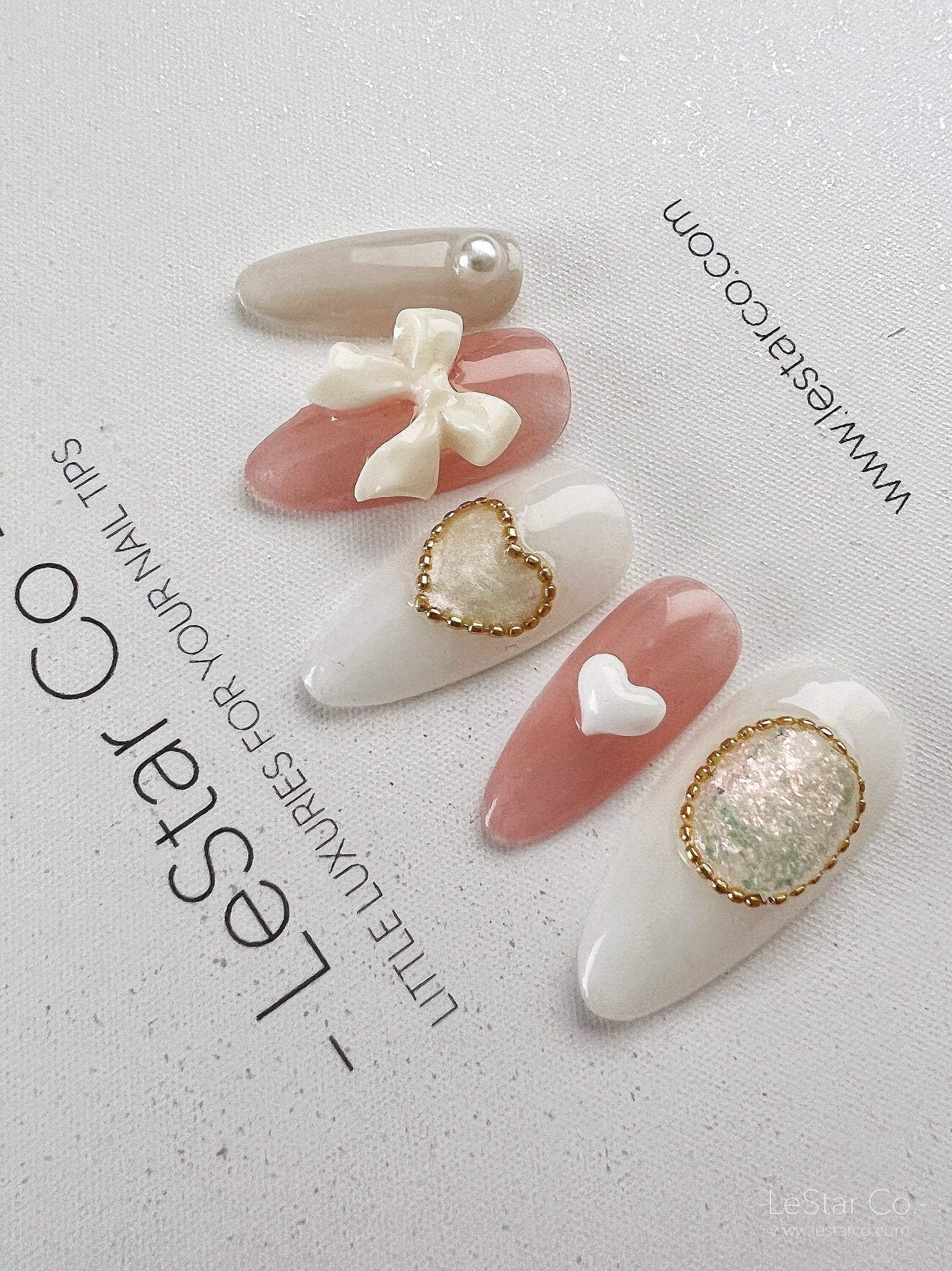 Reusable Love Opal | Premium Press on Nails Gel Manicure | Fake Nails | Handmade | Lestarco faux nails 150zz