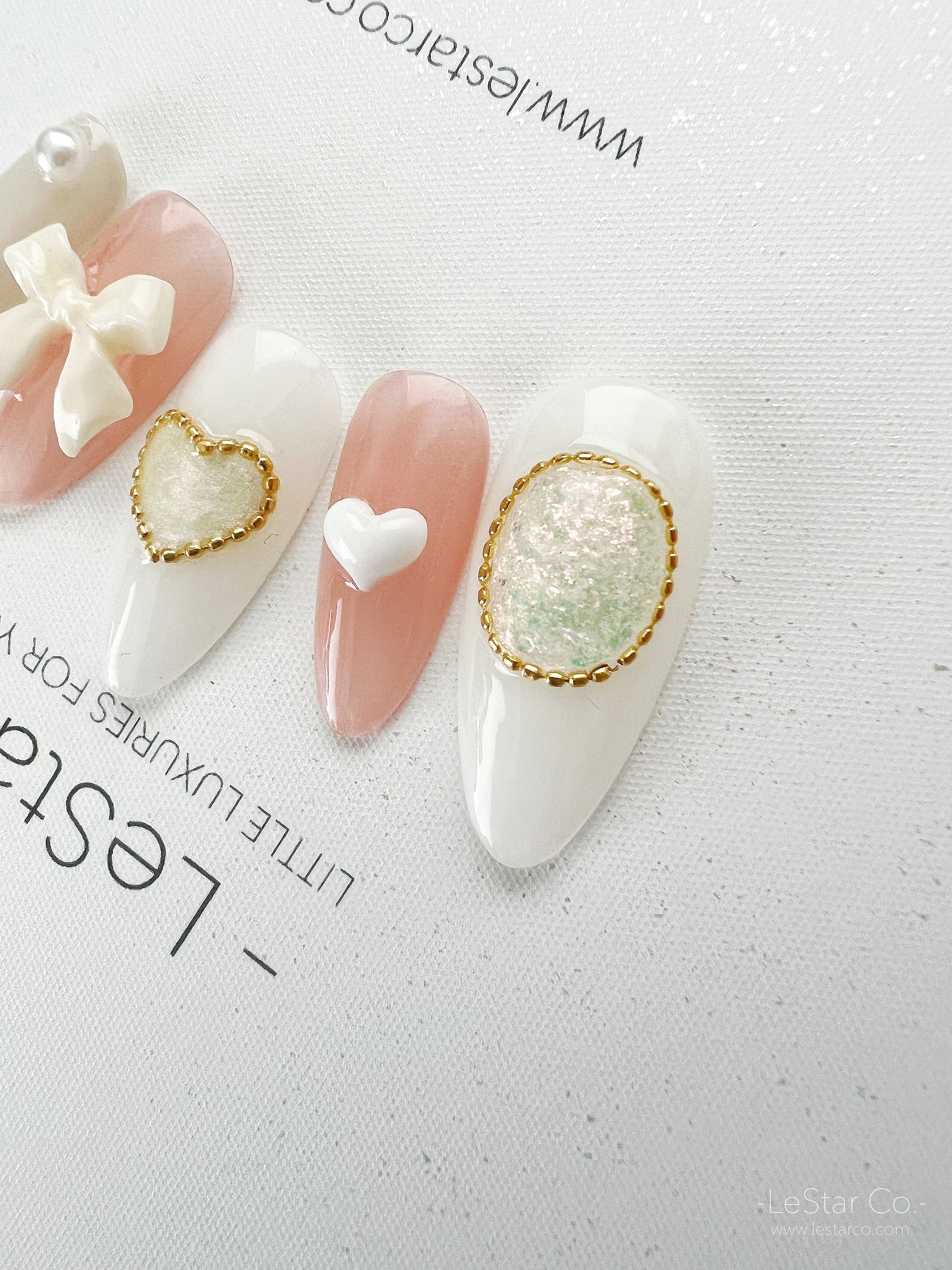 Reusable Love Opal | Premium Press on Nails Gel Manicure | Fake Nails | Handmade | Lestarco faux nails 150zz