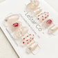 Reusable Polka Dot Heart  Premium Short Press on Nails Gel | Fake Nails | Hand painted faux nails xx150 Lestarco