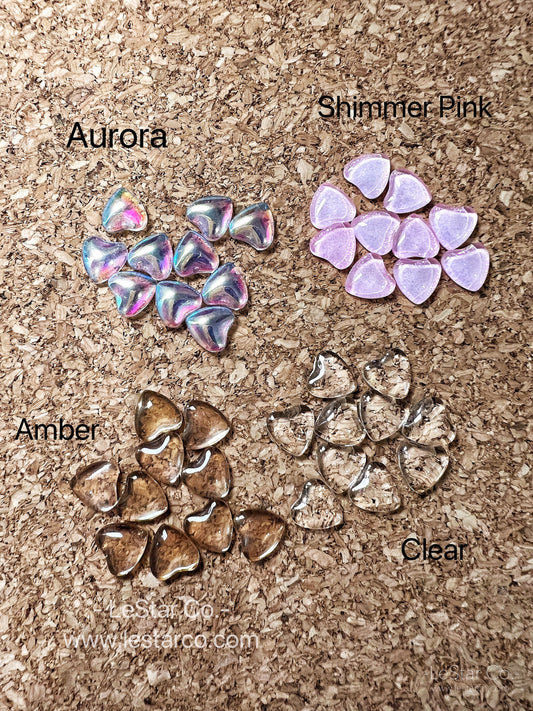 Pink Shimmer Clear Amber Heart  3D Nail Art Nail Charms Decorations DIY Ornaments Manicure Design Accessories 10pcs