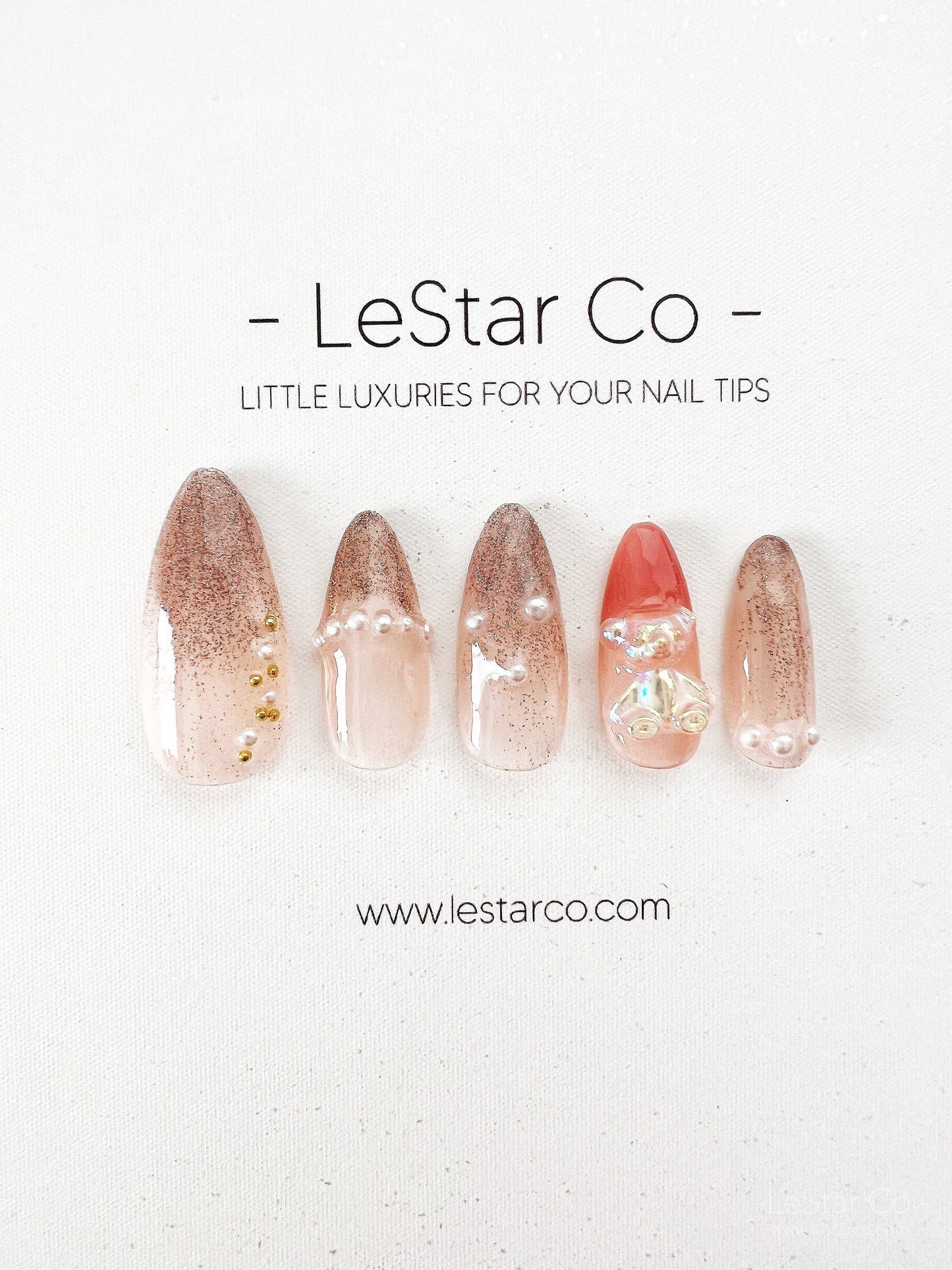 Reusable Shimmer Arora Teddy Bear Cloud Premium Press on Nails Gel Manicure | Fake Nails | Handmade | Lestarco faux nails XWZ190