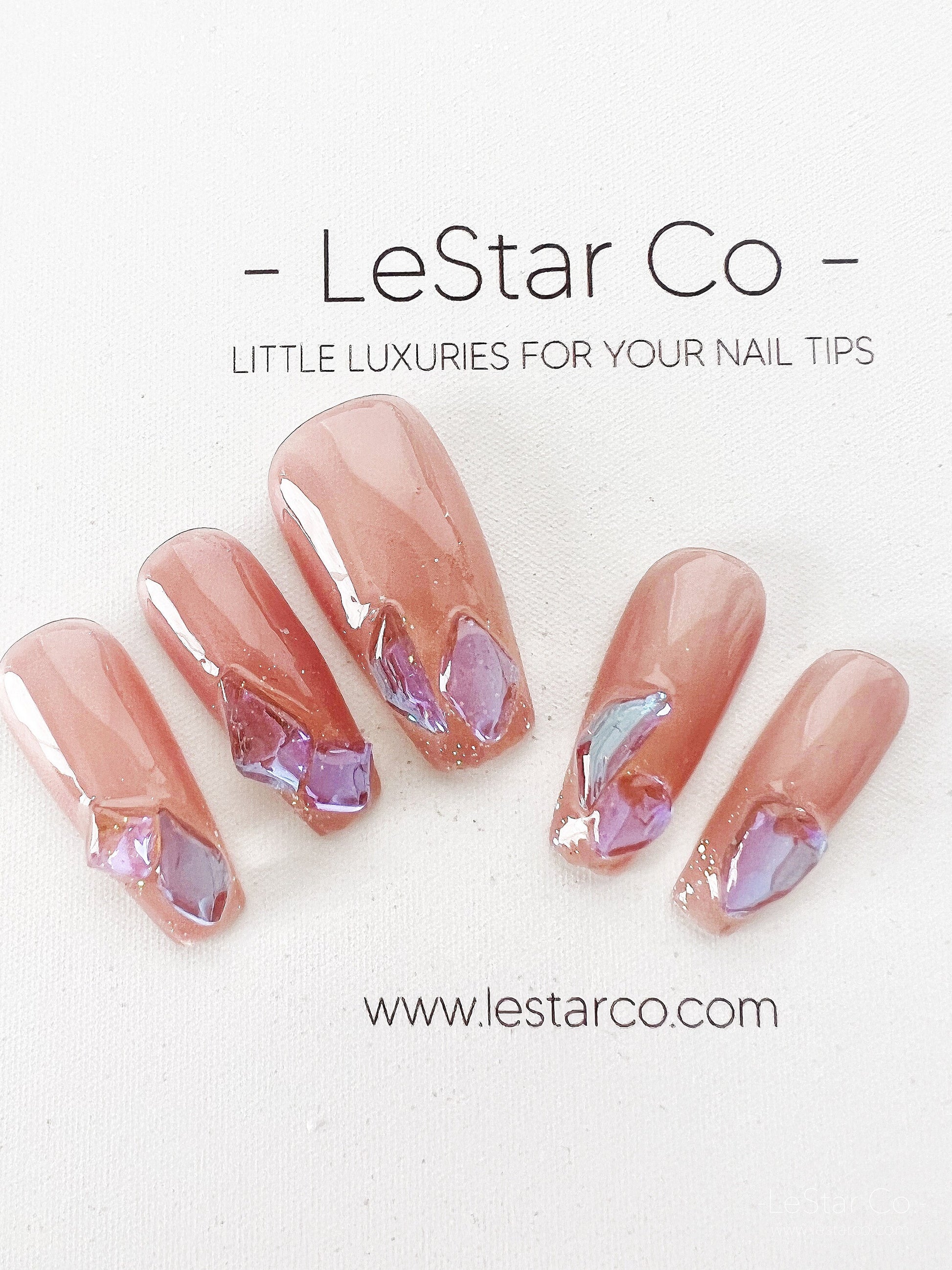 Reusable Purple Aurora Crystal Premium Press on Nails Gel Manicure | Fake Nails | Handmade | Lestarco faux nails XWZ197