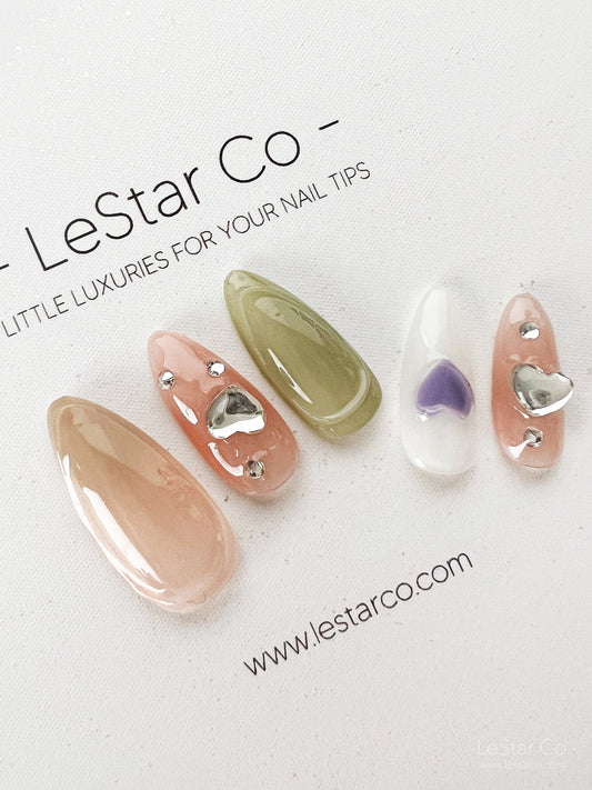 Reusable Premium Press on Nails Gel Manicure | Fake Nails | Handmade | Lestarco faux nails XWZ199