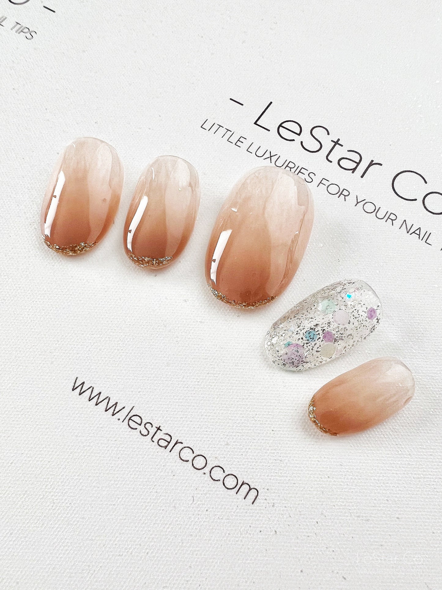 Reusable Nude  Premium Press on Nails Gel Manicure | Fake Nails | Handmade | Lestarco faux nails XWZ191