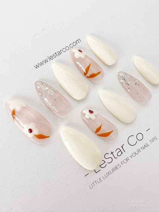 Reusable Flower  Premium Press on Nails Gel Manicure | Fake Nails | Handmade | Lestarco faux nails XWZ193