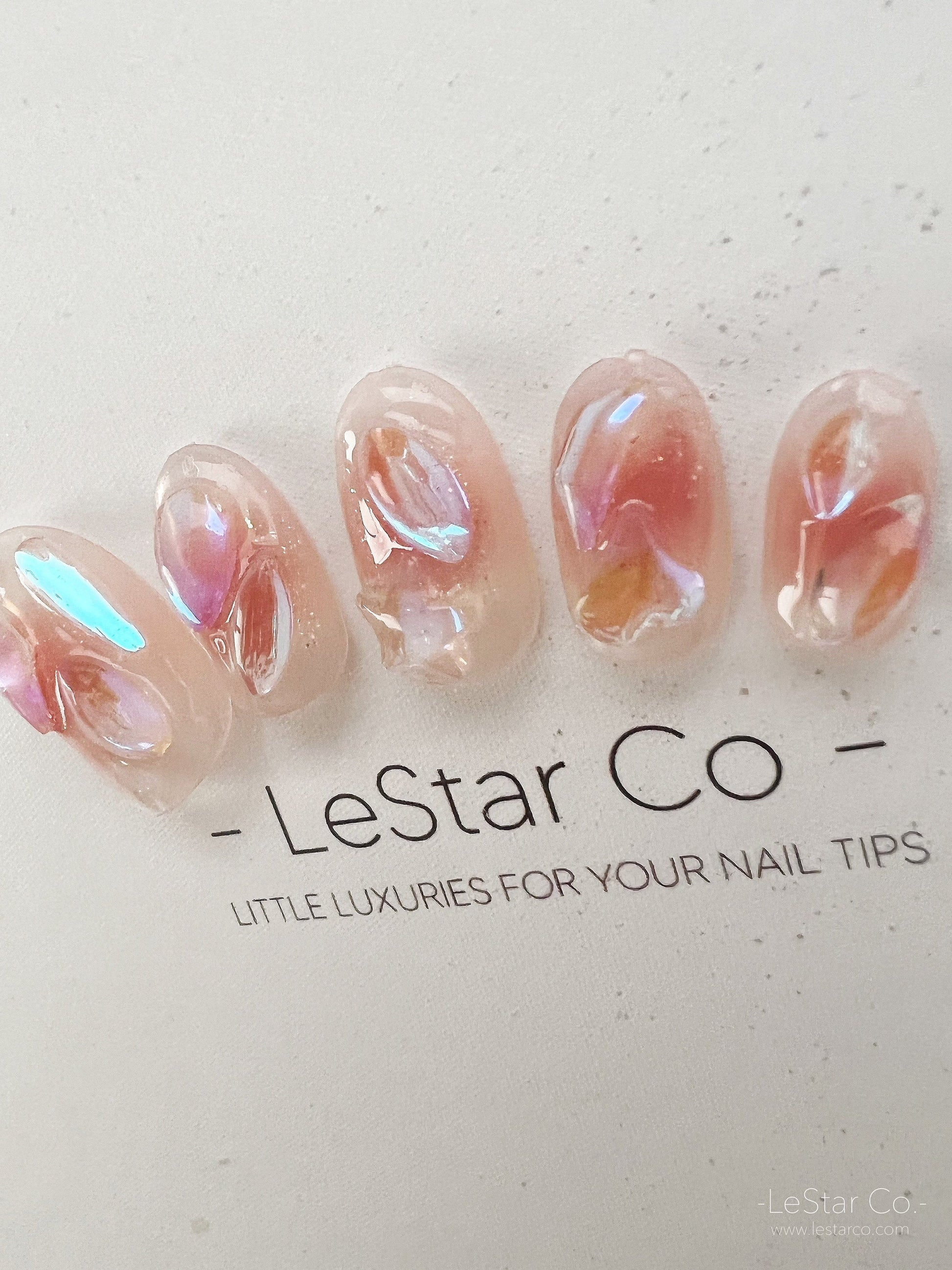 Reusable Blush Aura Crystal | Premium Press on Nails Gel | Fake Nails | Cute Fun Colorful Colorful Gel Nail Artist faux nails xwz211