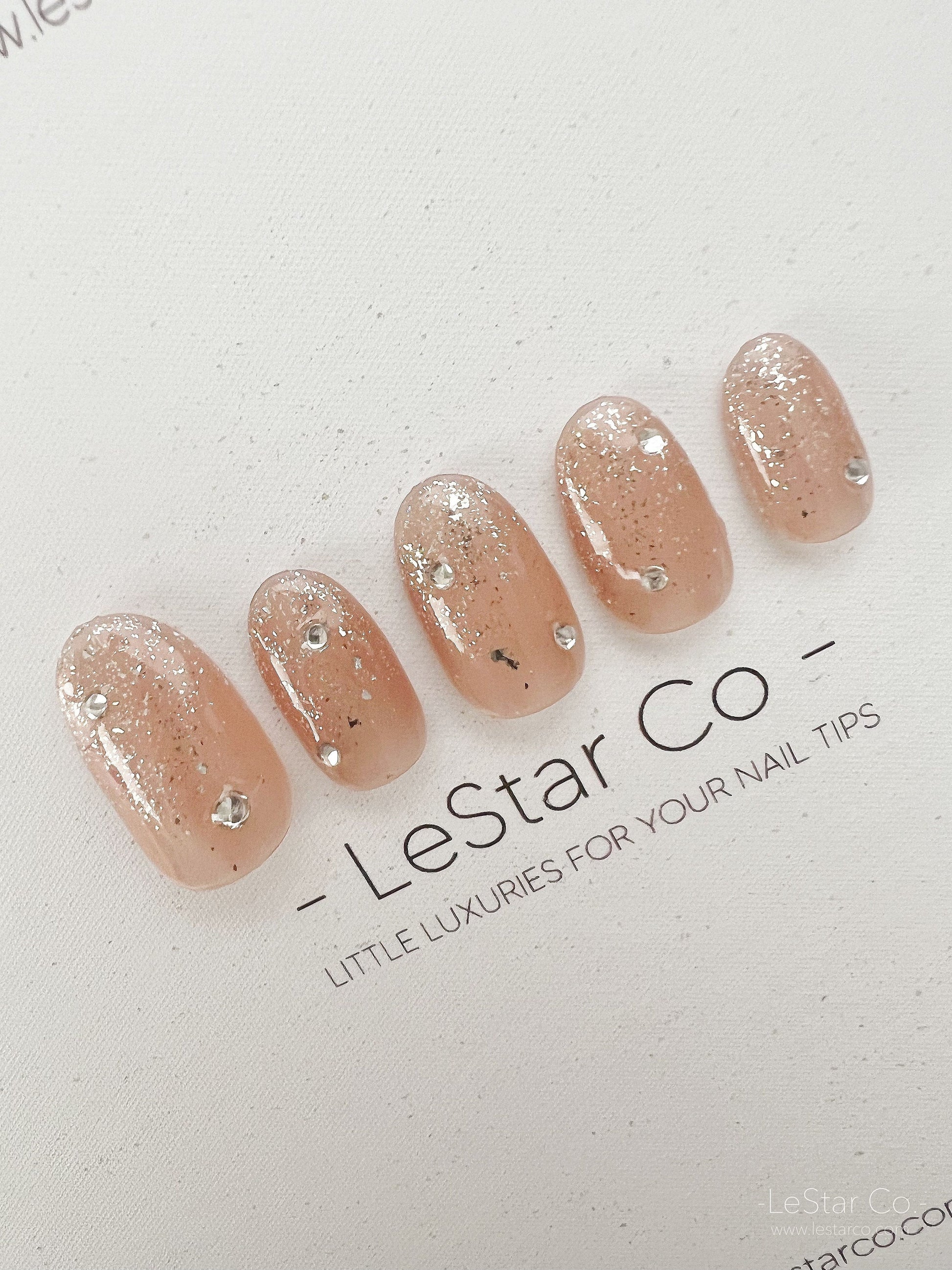 Reusable Nude Gold Glitter | Premium Press on Nails Gel | Fake Nails | Cute Fun Colorful Colorful Gel Nail Artist faux nails xwz213