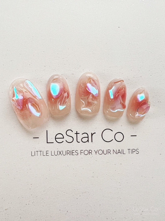 Reusable Blush Aura Crystal | Premium Press on Nails Gel | Fake Nails | Cute Fun Colorful Colorful Gel Nail Artist faux nails xwz211
