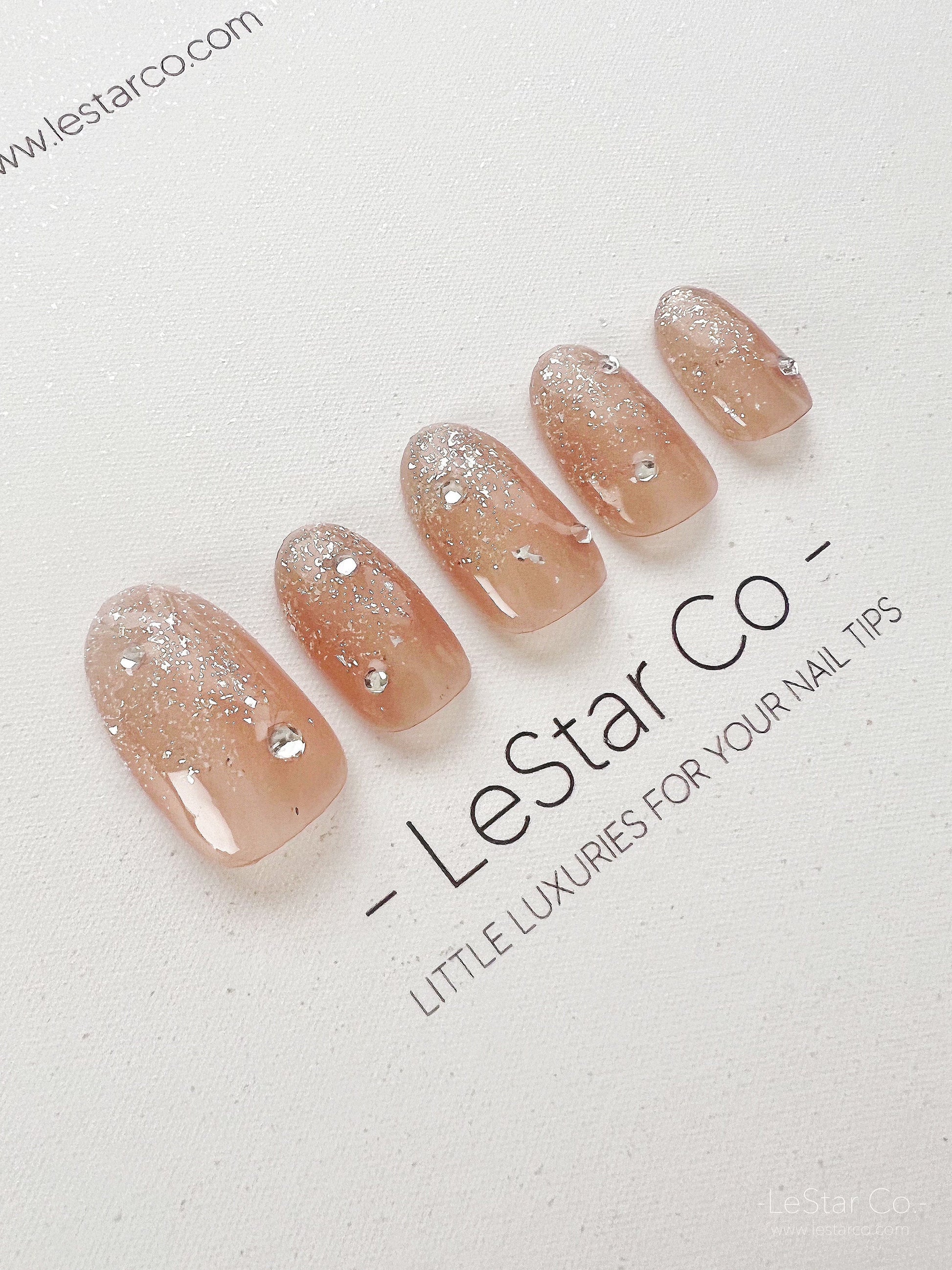 Reusable Nude Gold Glitter | Premium Press on Nails Gel | Fake Nails | Cute Fun Colorful Colorful Gel Nail Artist faux nails xwz213