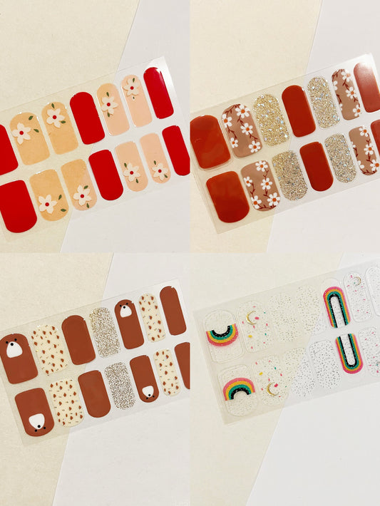 Brown Bear Gel Nail Wraps Base Nail Wrap Nail Strips Nail Polish Strips Nail Stickers Home Nail DIY False Tips Manicure Nail Art Supply