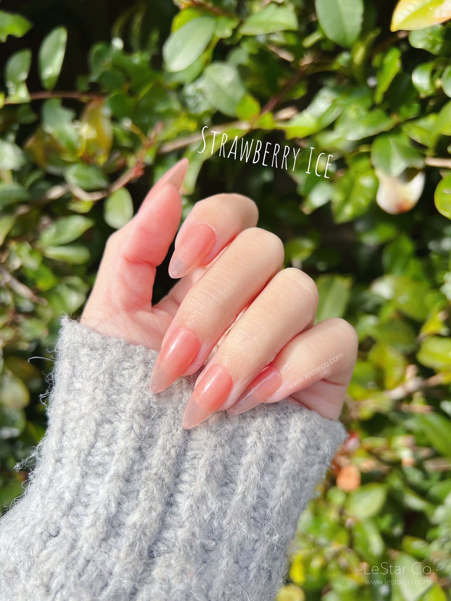 Strawberry Ice | Sheer Nude Coral Pink | Ultra Shine Long Lasting Brush on UV Gels Home Nail DIY False Tips Manicure Nail Art Supply