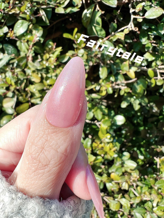 Fairytale Sheer | Pink w/ Multi Colour Shimmer | Ultra Shine Long Lasting Brush on UV Gels Home Nail DIY False Tips Manicure Nail Art Supply