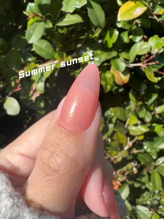 Summer Sunset | Orange Pink w/ Orange Shimmer Ultra Shine Long Lasting Brush on UV Gels Home Nail DIY False Tips Manicure Nail Art Supply