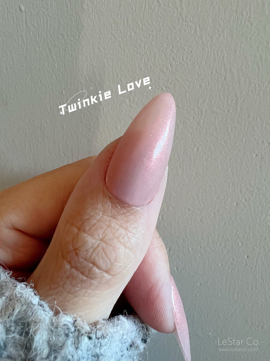 Twinkie Love | Sheer Pink w/ Pink Shimmer | Ultra Shine Long Lasting Brush on UV Gels Home Nail DIY False Tips Manicure Nail Art Supply