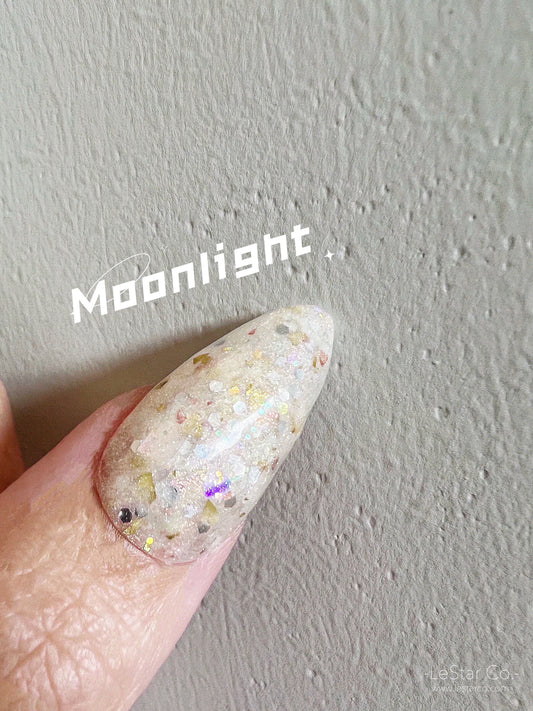 Moonlight | Milky Yellow Base Mixed Rose Gold Chunky Glitter | Ultra Shine UV Gels Polish Home Nail DIY False Tips Nail Art Supply LUMIQO