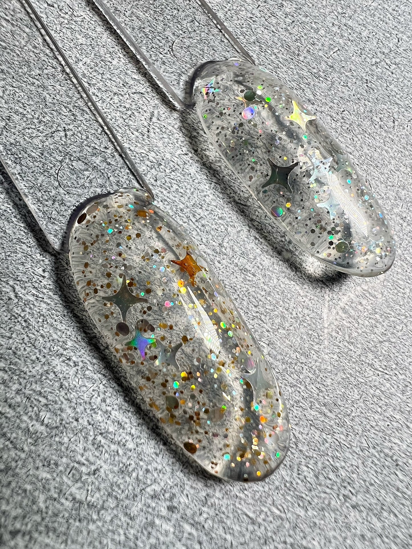 Shooting Star | Kira Star | Gold/Silver Holographic Star Mixed Glitter | Ultra Shine UV Gels Polish Home Nail DIY False Tips Nail Art Supply