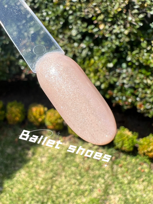 Ballet Shoes | Nude mix Silver Shimmer | Ultra Shine Long Lasting Brush on UV Gels Home Nail DIY False Tips Manicure Nail Art Supply