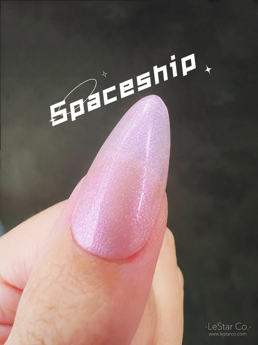 Spaceship | Sheer Pink Purple Shimmer | Ultra Shine Long Lasting Brush on UV Gels Home Nail DIY False Tips Manicure Nail Art Supply