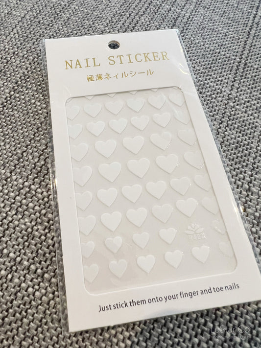 White Heart Nail Art Stickers | Nail Accessories | Self Adhesive Nail Decals | Nail Stickers Decals