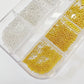12 Grids/6 Sizes Mini Micro Stainless Steel Ball Bead Stud Gold Silver Nail Art Decorations | Nail Decals | Nail Art DIY