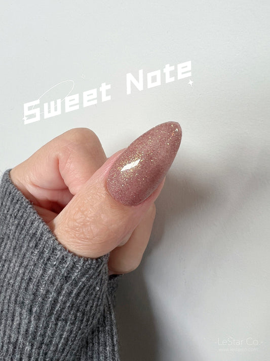 Sweet Note | Sheer Pink with Gold Red Glitters | Ultra Shine Long Lasting Brush on UV Gels Home Nail DIY False Tips Manicure Nail Art Supply