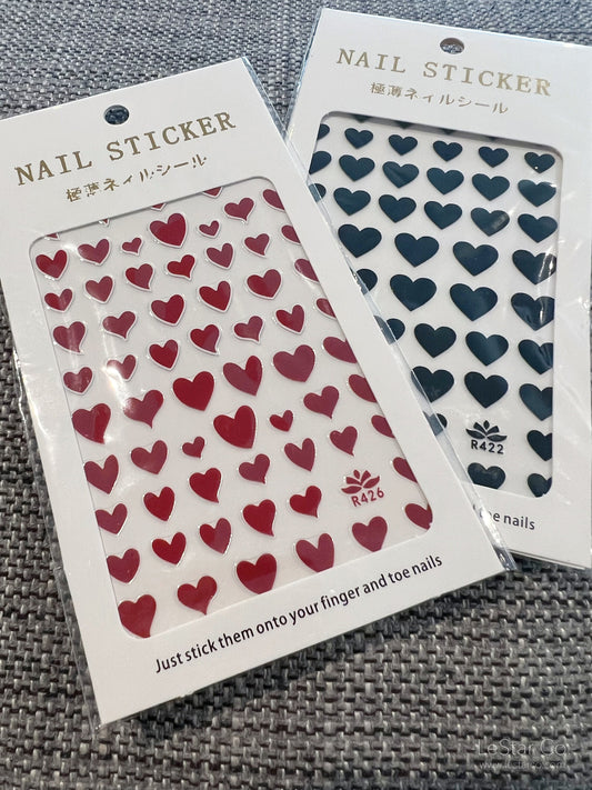 Red Heart Black Heart Nail Art Stickers | Nail Accessories | Self Adhesive Nail Decals | Nail Stickers D ecals