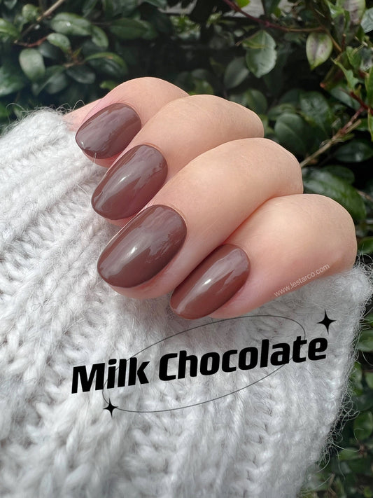 Milk Chocolate | Solid Chocolate Brown | Ultra Shine Long Lasting Brush on UV Gels Home Nail DIY False Tips Manicure Nail Art Supply