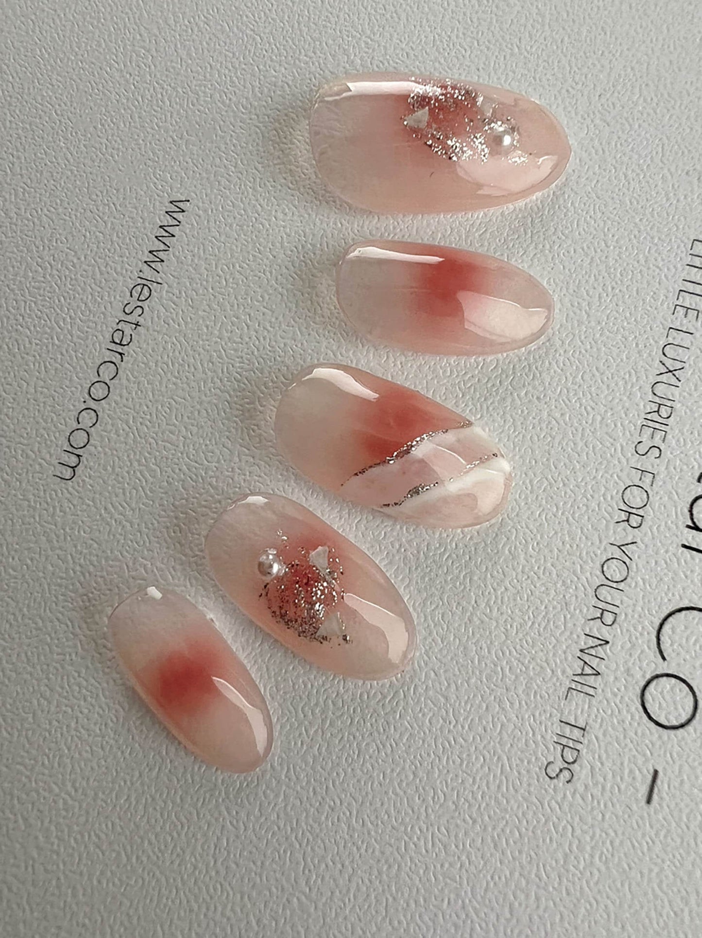 Reusable Blush and Pearl | Premium Press on Nails Gel | Fake Nails | Cute Fun Colorful Colorful Gel Nail Artist faux nails xx217