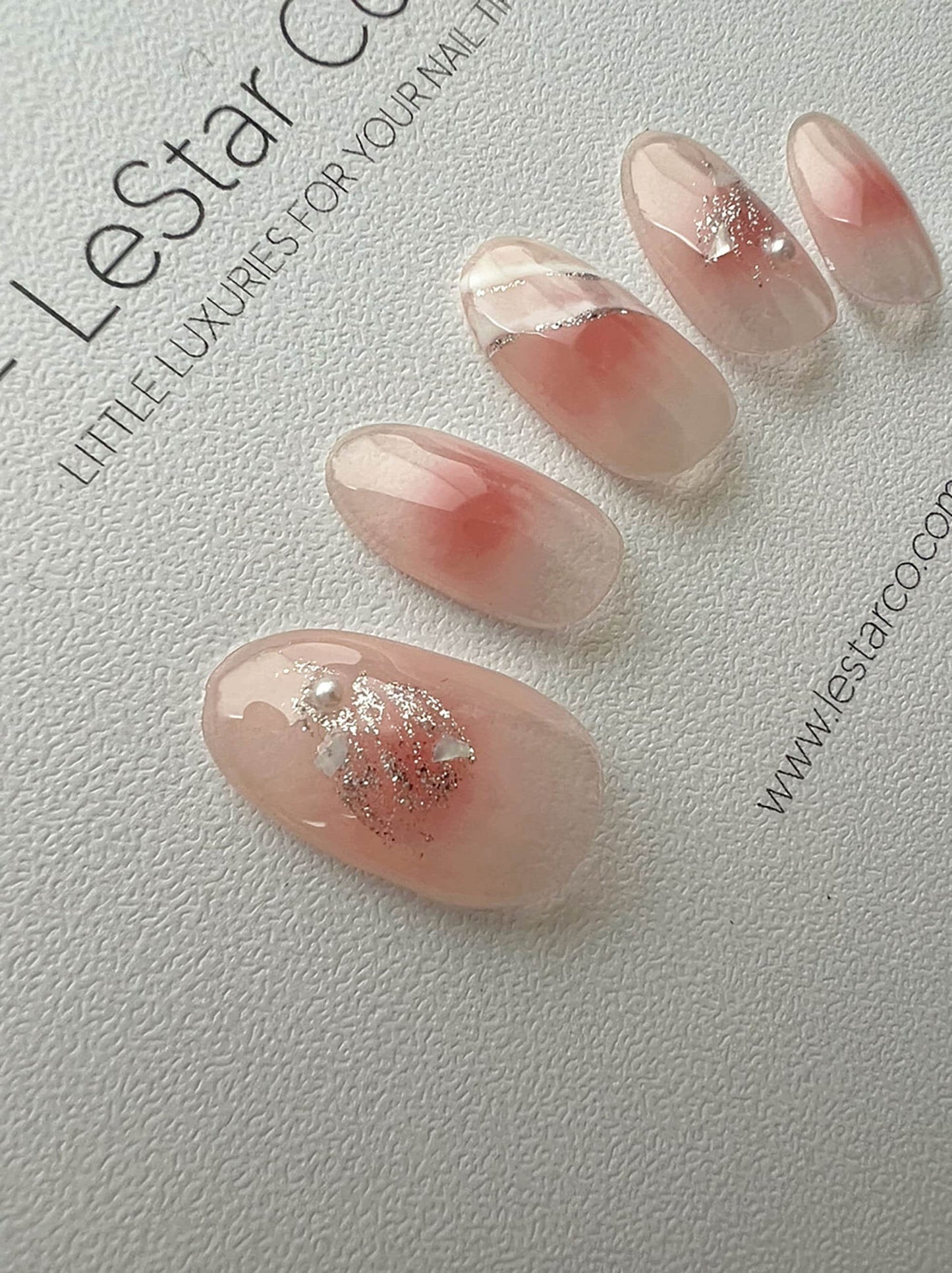 Reusable Blush and Pearl | Premium Press on Nails Gel | Fake Nails | Cute Fun Colorful Colorful Gel Nail Artist faux nails xx217