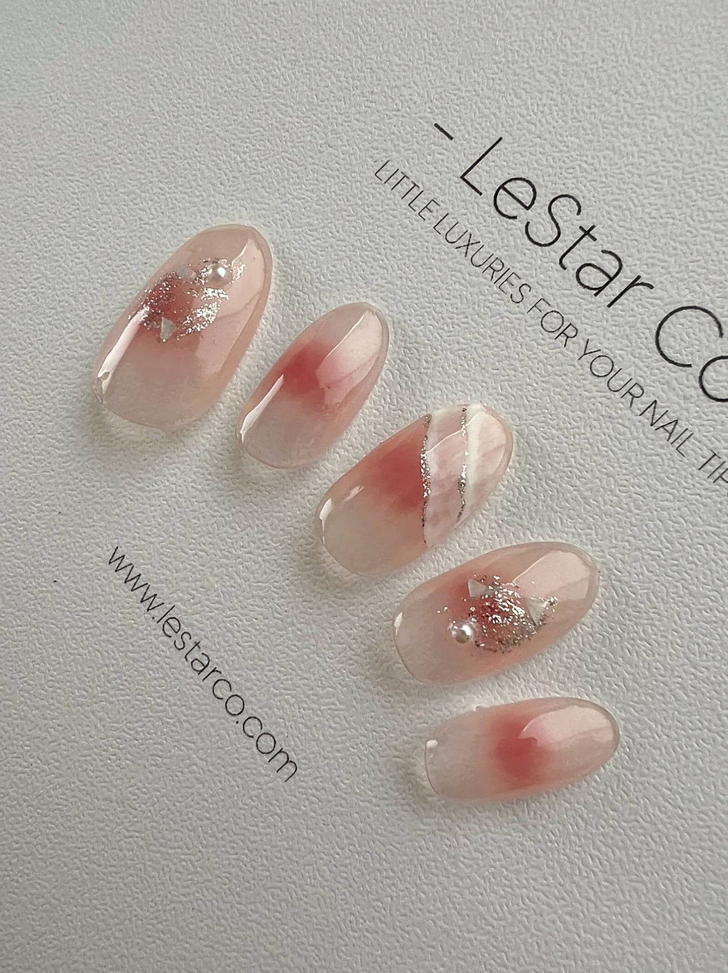 Reusable Blush and Pearl | Premium Press on Nails Gel | Fake Nails | Cute Fun Colorful Colorful Gel Nail Artist faux nails xx217