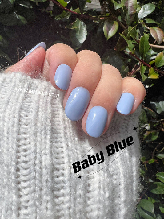 Baby Blue | Light Pastel Blue | Ultra Shine Long Lasting Brush on UV Gels Home Nail DIY False Tips Manicure Nail Art Supply